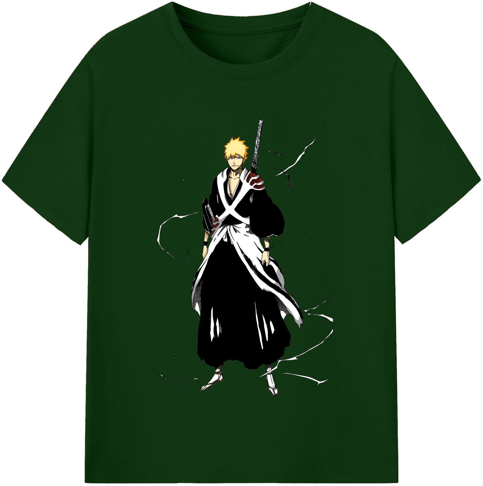 （画像用） ブリーチ 黒崎一護（くろさき いちご）BLEACH Kurosaki Ichigo 綿100％半袖Tシャツ（フロントプリント）